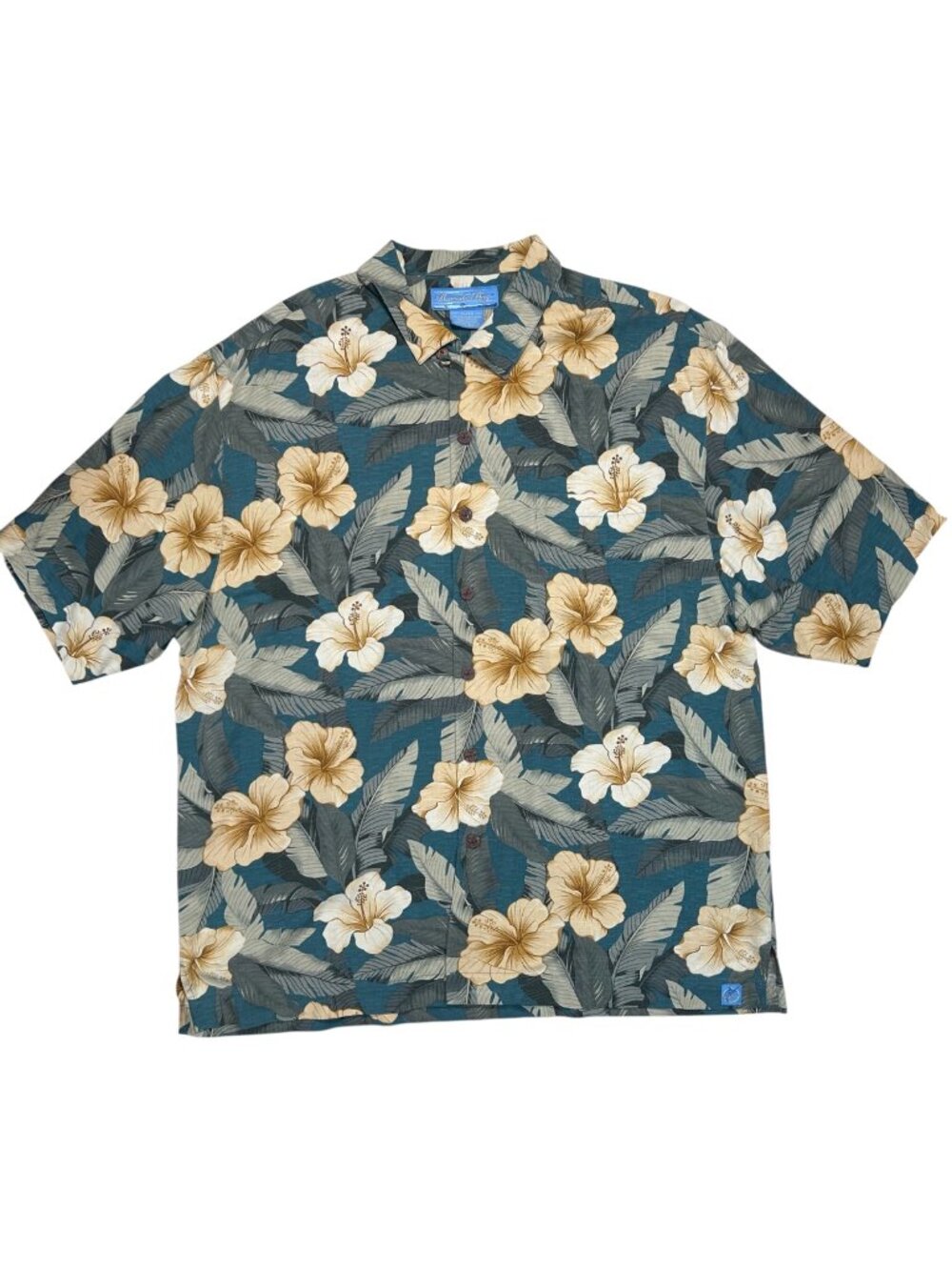 Bermuda Bay Silk Hawaiian Camp Shirt XL Men Floral Tropical Resortwear